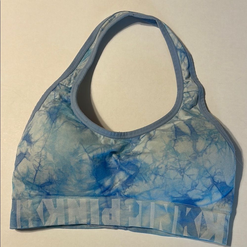PINK Victoria’s Secret Blue White Tie-Dye Bra Wireless Lightly Lined Comfy Med